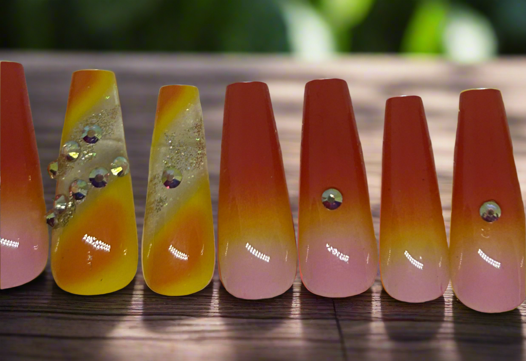 Pink Orange Sunkiss Nails