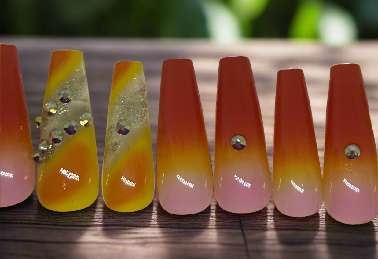 Pink Orange Sunkiss Nails