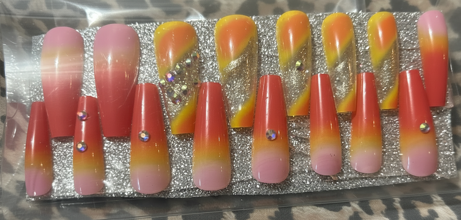 Pink Orange Sunkiss Nails